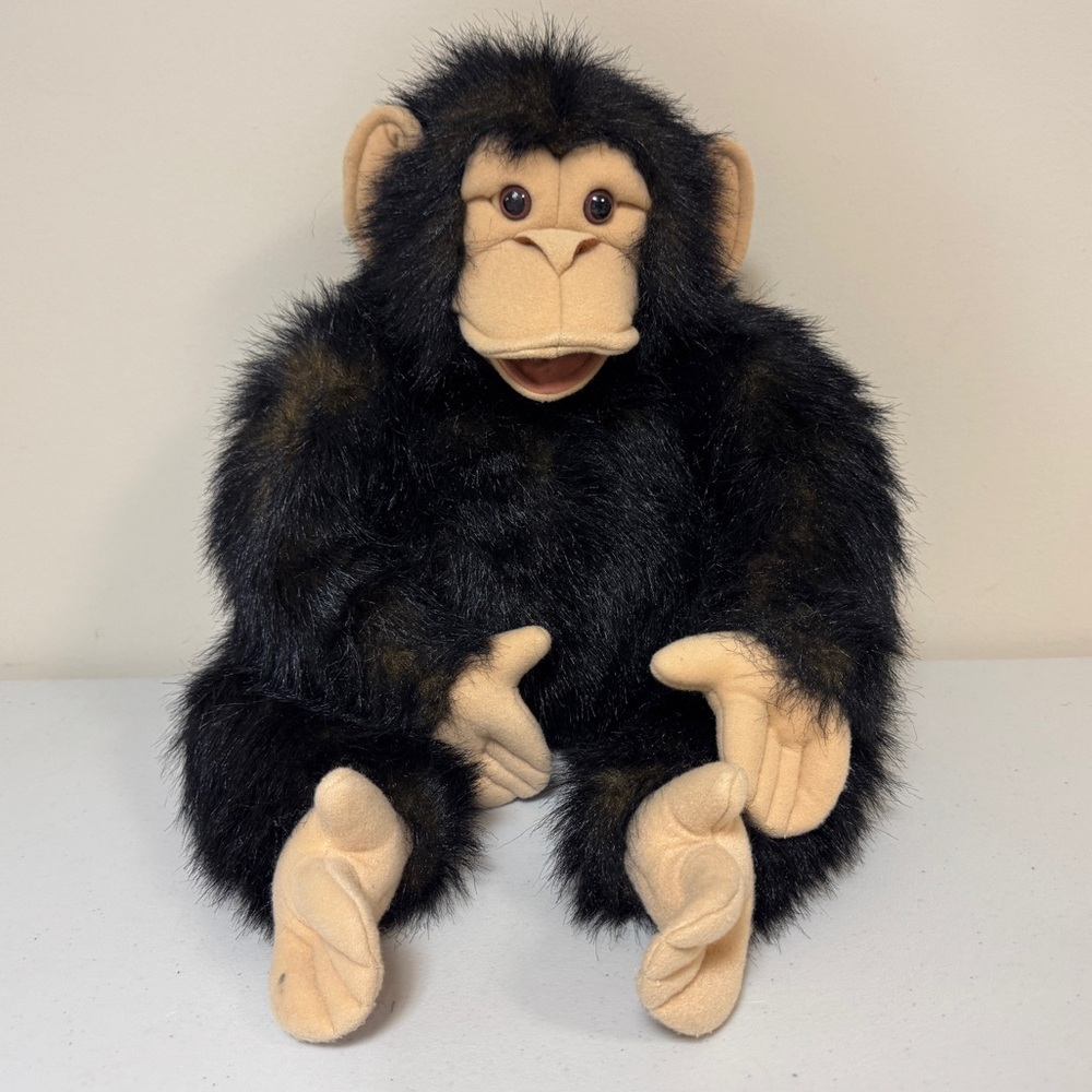 Vintage FOLKMANIS PUPPETS Chimpanzee Stuffed Animal Toy Black Collectible Prop